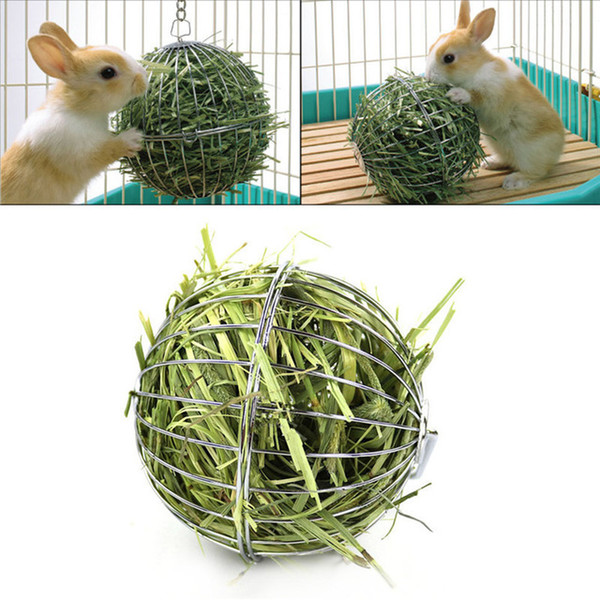 Small Pets Grass Feeding Ball Stainless Steel Electroplated Round Grass Collecting Ball For Feeding Chinchilla Rabbit Guinea Pig