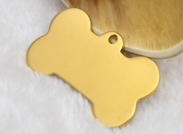 Dog/Cat Stainless Steel Laser Engraved Pet ID Cards Gold Color Pendant Logo Customized