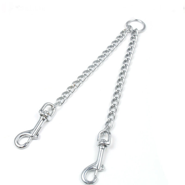 Heavy Duty Metal Chain Double Pet Dog Clip Leash Coupler Walker and Trainer for Small Medium Large Pet Leash Splitter 70cm