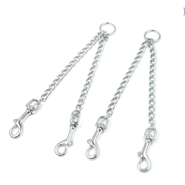 Metal Chain Heavy Duty Double Clip Pet Dog Lead Chain 2 Dogs Leash Coupler for Walking Hiking and Training 60cm