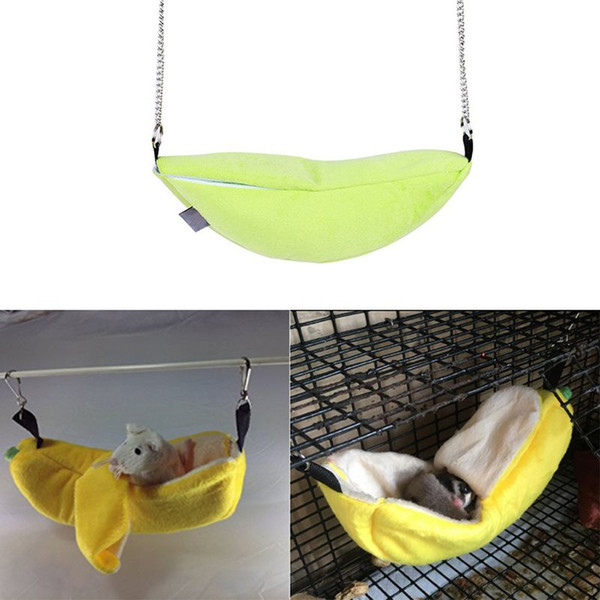 New Hot Banana Shape Pets Hamster Bed House Hammock Small Animal Bed Cage Nest Hamster Accessories Toys Cage Swing Blue Yellow Color
