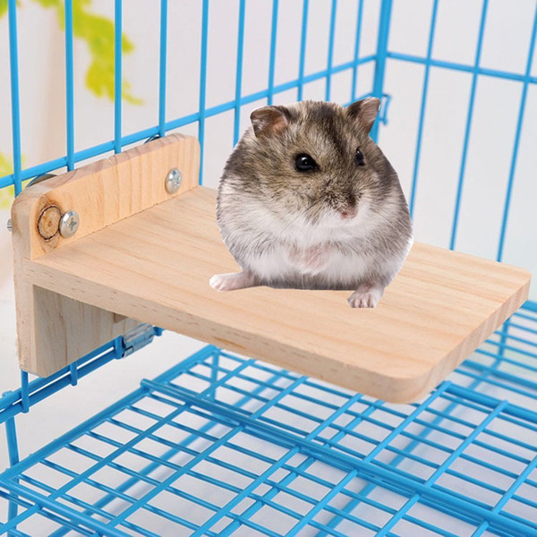 Pet Wooden Small Animals Platform Bird Perch Playground Mouse, Totoro, Dwarf Hamster, Chinchilla, Gerbil, Paw Grinding Cage Accessories