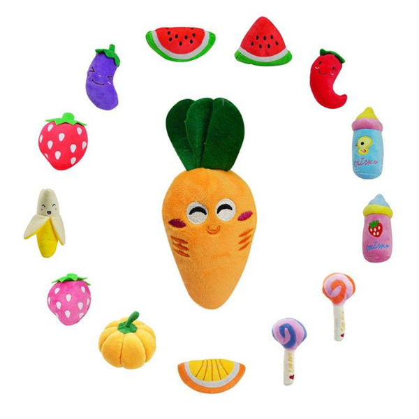 Pet Puppy Chew Squeaker Squeaky Plush Sound Fruits Vegetables And Feeding Bottle Toys 13 Designs Dog Toys
