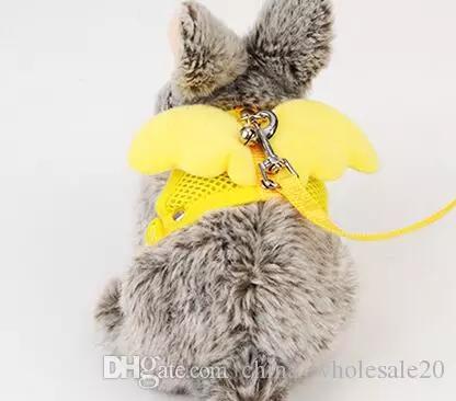 Free Shipping rabbit traction cute angel wings design bunny hamster rabbit vest harness with leash lead AJI-530