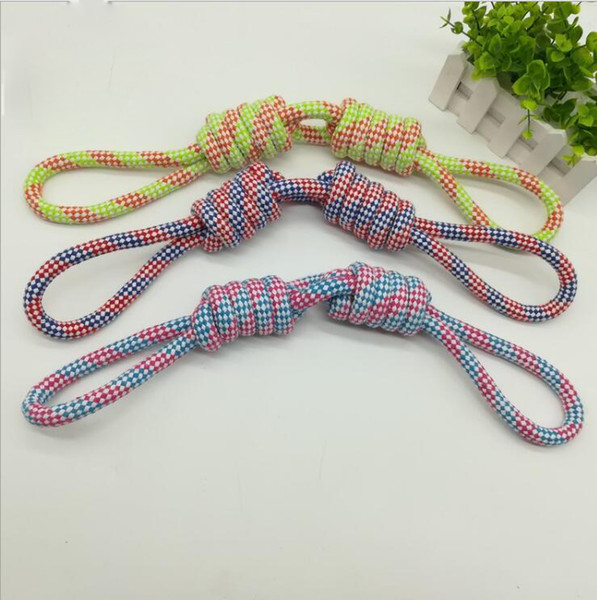 Wholesale 1pc Cotton Rope toys Pet Dog Toys double rope toy Knot Chew non-toxic Teething Toys Teeth Cleaning Dog Accessories