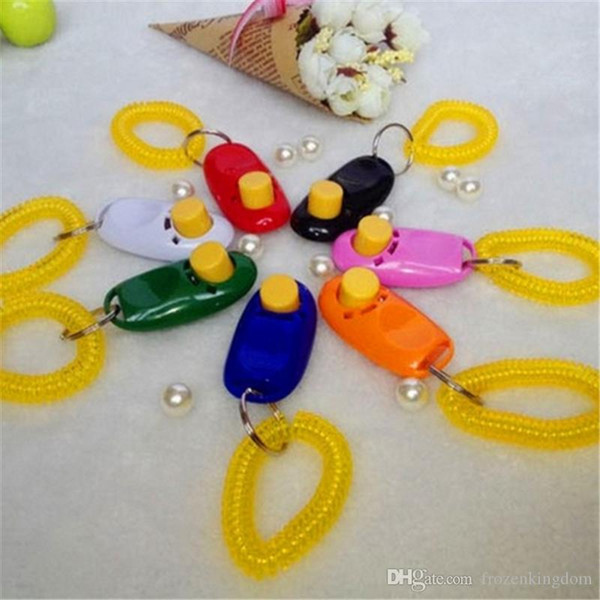 200 pcs Dog Pet Click Clicker Training Trainer Aid+ Wrist Strap free shipping 2017101608