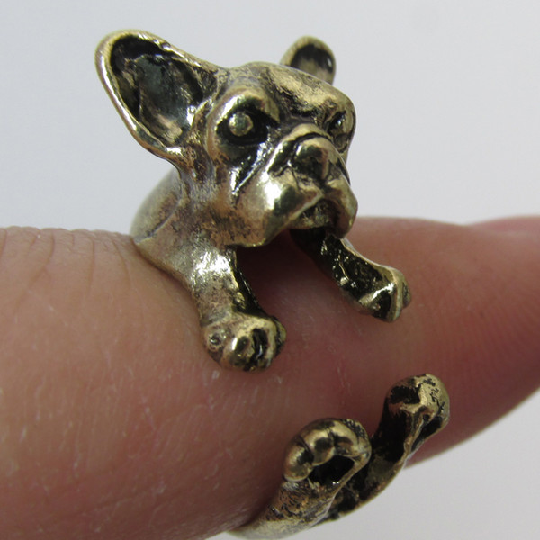 60pcs/lot bulldog Pet Dog Rings free size dog ring Fashion doggy rings 3 colors available