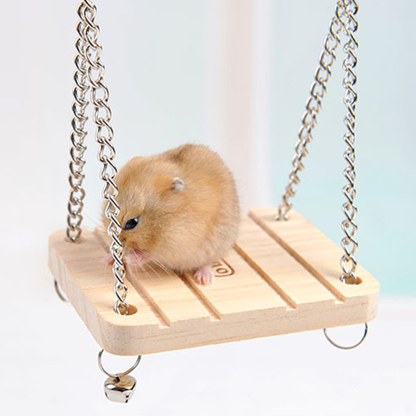 Hamster Rabbit Mouse Chinchilla Wooden Hanging Pet Hammock Small Swing Toys Cage Accessories