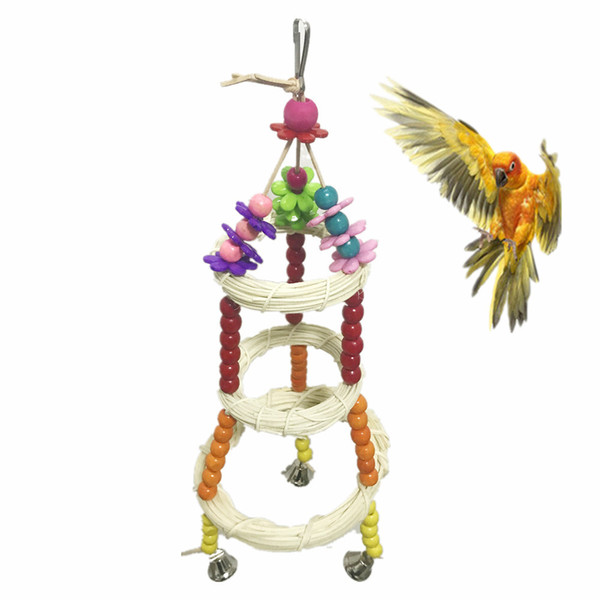Parrot Swing Rings Suspension Bridge 3 Layer Stand Frame Parrot Gnaw Toys Bird Toys Cross Border For