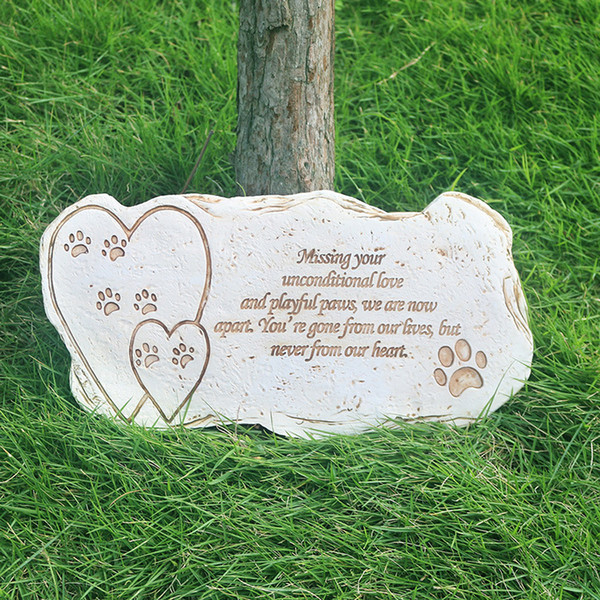 Manufacturer Custom Creative resin puppy kitten tombstone Heart-shaped grab monument for dog cat Garden Backyard Marker Grave Tombstone