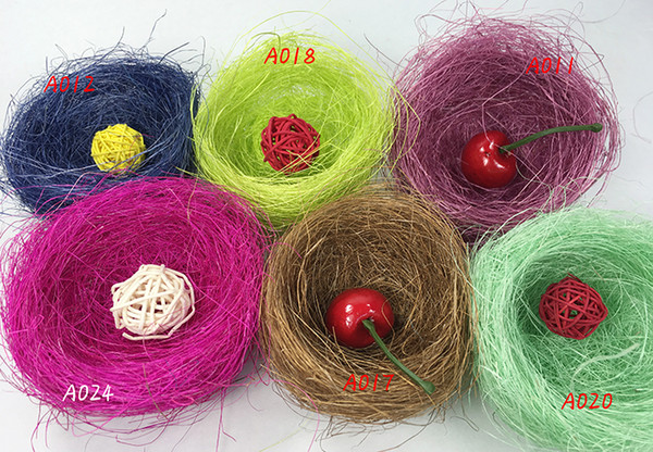 6pcs Colorful Artifical Flax Silk Bird Nest Home Christmas Scene Gift Box Decoration Candy Nest Cases