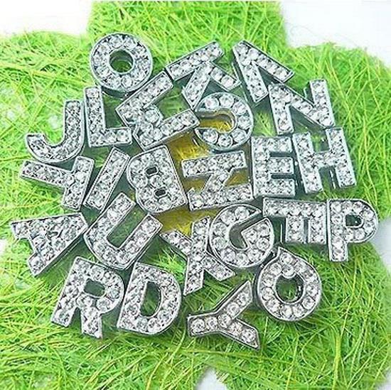 DHL Free shipping 3900pcs 8mm A-Z Full Rhinestone slide letters Fit Pet Collar Wristband