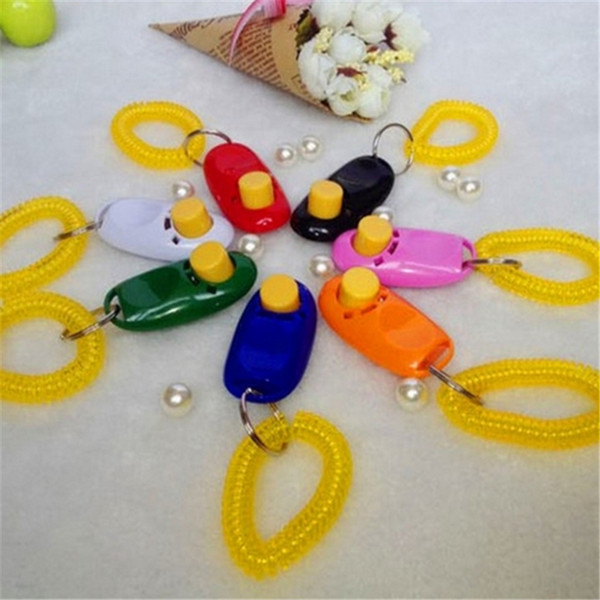 200 pcs Dog Pet Click Clicker Training Trainer Aid+ Wrist Strap free shipping 2017101608