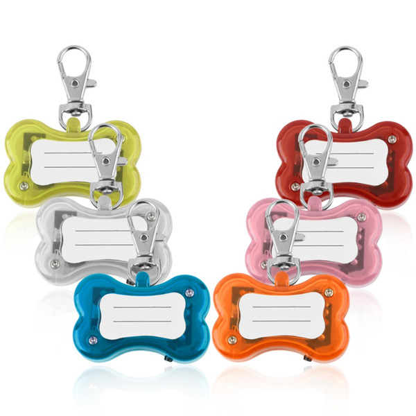 Pet Dog Cat ID Tags LED Flash Bone Safety Pendant Collar Circular Light Clip Visable Worldwide store