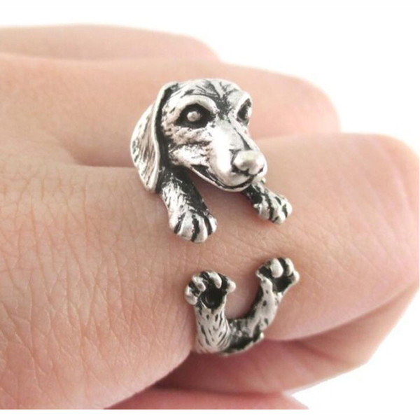 60pcs/lot Vintage Hippie Pet Finger Dog Rings Cute Dog Rings For Men Women Fashion Jewelry