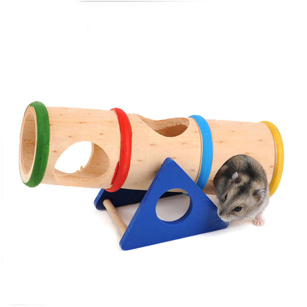 Wholesale Rainbow Upturned barrel Hamster Toy Pet Supplies Wooden Porous Design Hamster Product Small Pet Home Accessories Dropshipping