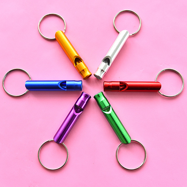 Wholesale 10 pcs/lot Outdoor Safety Survival Emergency Whistle Key Chain Aluminum Alloy Metal for hiking Camping