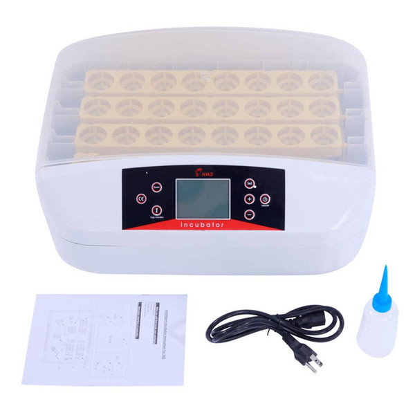 32-Egg Practical Fully Automatic Poultry Incubator with Egg Candler US Standard Yellow White