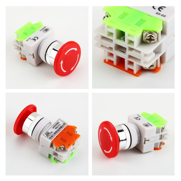 1Pc NC N/C Emergency Stop Switch Push Button Mushroom Push Button 4Screw Terminal Brand New