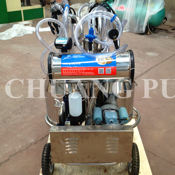 Dairy Cow Portable Milk Machine with Stainless Steel Milking Bucket Vacuum Pump Milking System 220V 50Hz