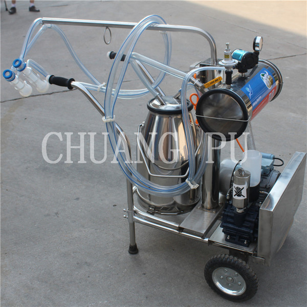 Single Bucket Goat Portable Milking Machine 220Volt 50Hz 0.75kw Stainless Steel Chassis Wooden Case Packing