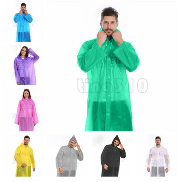 New 8 styleTransparent raincoat EVA material adult raincoat fashion environmental protection outdoor travel long raincoat T2I5001
