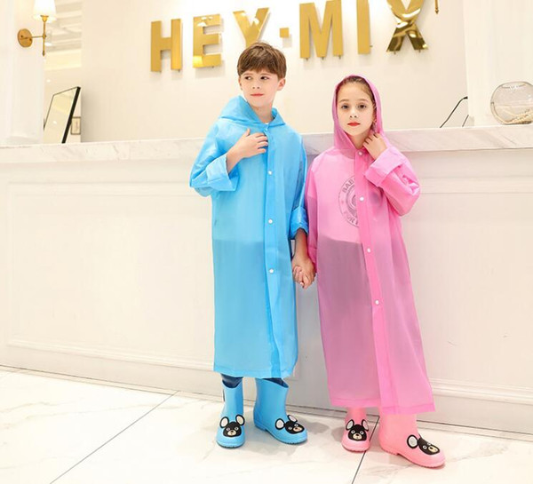 EVA Transparent Fashion Frosted Child Raincoat Girl And Boy Rainwear Outdoor Hiking Travel Rain Coat For Children