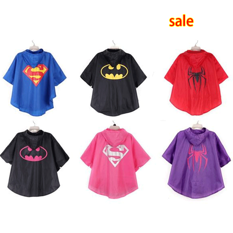 Wholesale 2016 New Hot Selling Kids Rain Coat children Raincoat Rainwear Rainsuit Kids Waterproof Superhero Raincoat