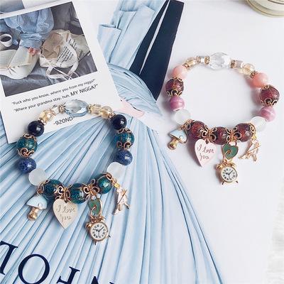 Hot style Fine Tibetan silver Beads Bracelet Pandora Charms Glass Beads DIY Beaded Strands Bracelet Pink White Blue Green 12 Colors Optional