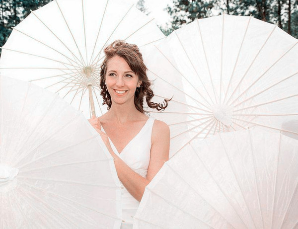 2018 Bridal Wedding Parasols White Paper Umbrellas Chinese Mini Craft Umbrella Diameter 40 60 82cm White Wedding Gifts Souvenir