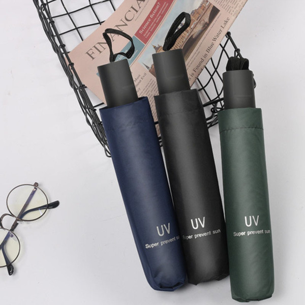 High Quality Folding Windproof Umbrella Fashion 3 Fold Umbrella Parasol Sunshade Rain UV Sun Umbrellas Long Handle Rain Car Umbrellas