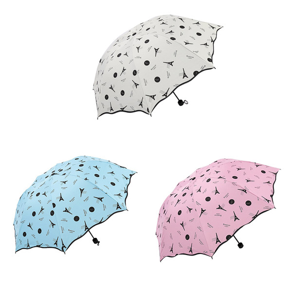 Printing Windproof Folding Umbrellas Women Girls Men UV Sunshade Rain Umbrella Black Glue Parasol Ultraviolet-Proof