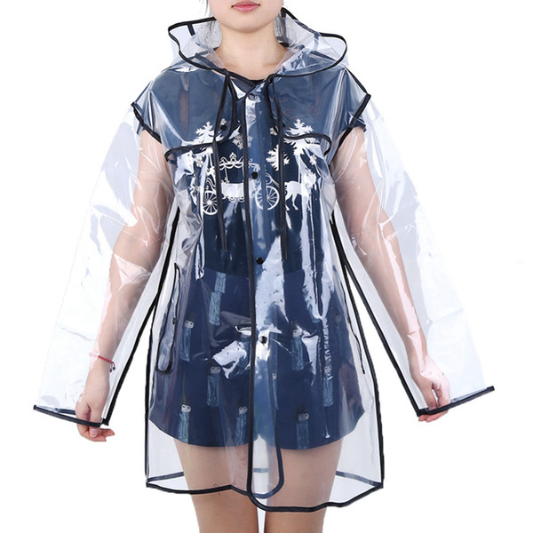 Eva Transparent Raincoat Waterproof Raincoat Outdoor Travel Track Hooded Poncho
