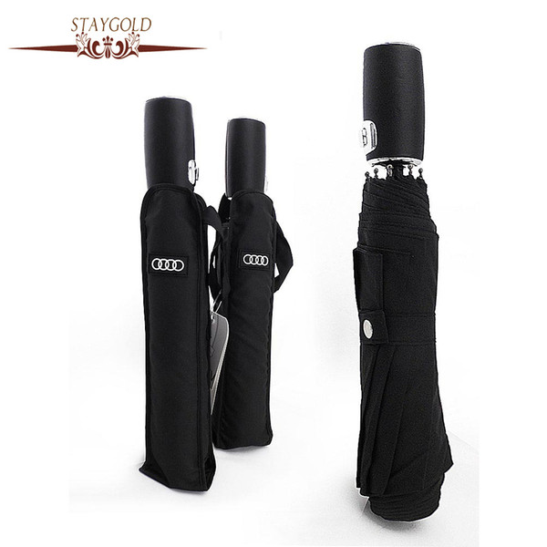 high quality bussiness Audi genuine leather handle brand sun rain Umbrella 3 Fold Anti UV French royal Umbrellas For/8K/106CM