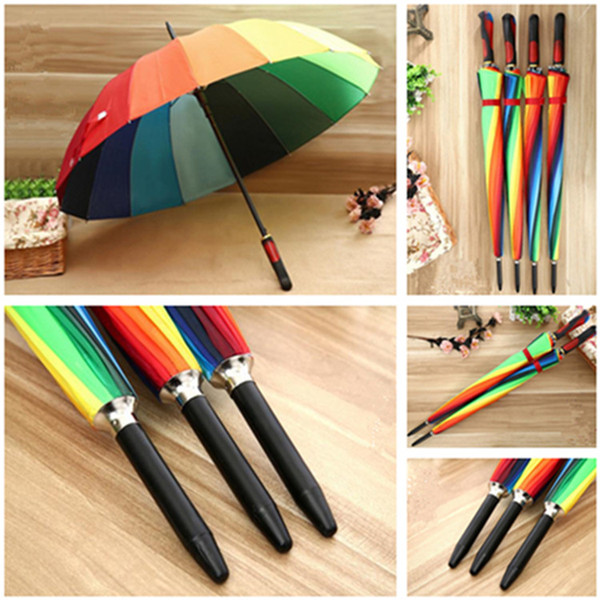Ladies'Windbreak The Coloured Umbrella 16K Korean Creative Rainbow Umbrella Long Handle Automatic Umbrella T9I0015