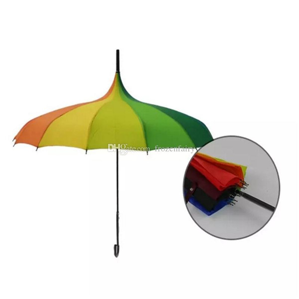 Free Shipping Rainbow Design Princess Royal Sun Umbrella Lady Pagoda Long-Handled Umbrella Christmas Gift cc220-227 2017071203