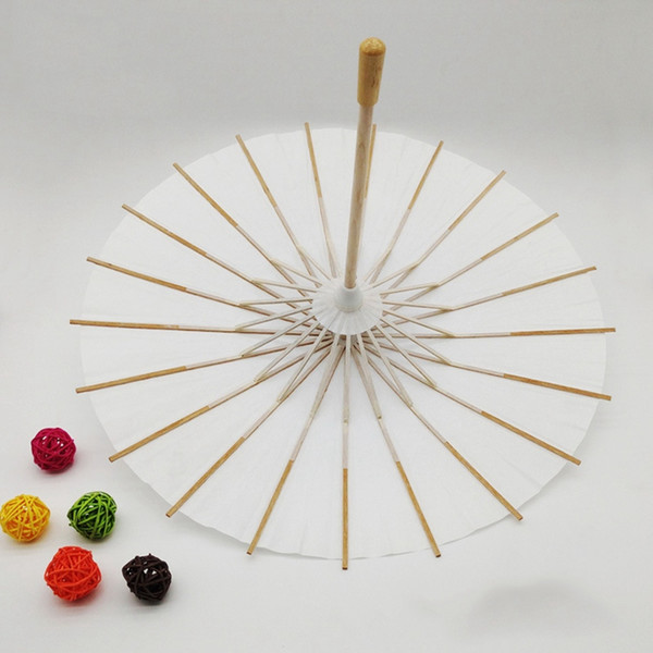 40 60cm Diameter China Paper Umbrella White Color Bridal Wedding Parasols Bamboo Frame Wooden Handle White Artificial Umbrellas Wholesale
