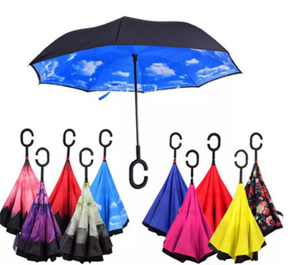 C Handle Inverted Umbrellas many colors Non Automatic Protection Sunny Umbrella Paraguas Rain Reverse Umbrella Special Design