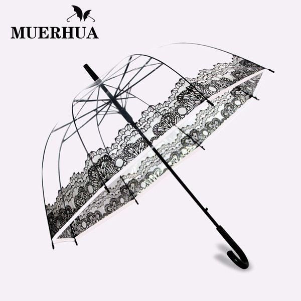 MUERHUA Transparent Clear Folding Umbrella Rain Women 8K Windproof Long Handle Men kid Umbrellas Classic Paraguas Semi-automatic
