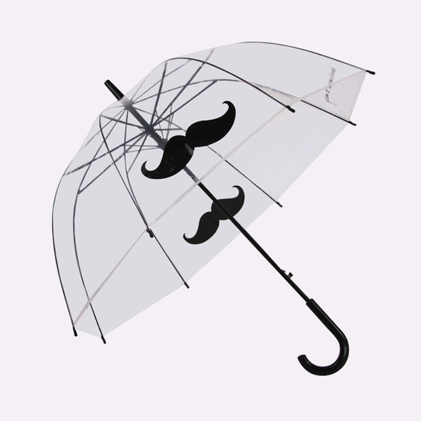 Long Handle Umbrellas Many Styles Woman Outdoor Articles Popular Mustache Printing Transparent Umbrella For Lady Gift Free DHL 692