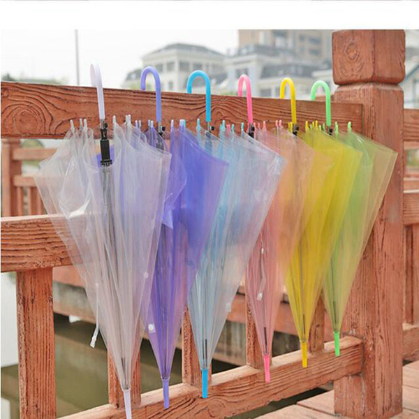 Transparent Clear EVC Umbrella Dance Performance Long Handle Umbrellas Beach Wedding Colorful Umbrella for Men Women Kids