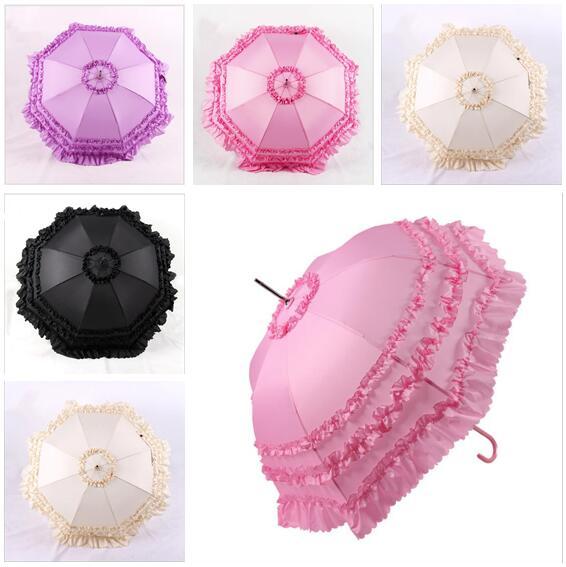 Wedding Umbrellas Lace Flower Double Layer Bride Parasol Great Gift Girl Umbrellas Women Sun Rain Princess Umbrellas 4 Colors Free Shipping