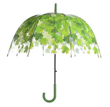 Transparent Thicken PVC Mushroom Green Leaves Rain Clear Leaf Bubble Princess Gift Umbrella