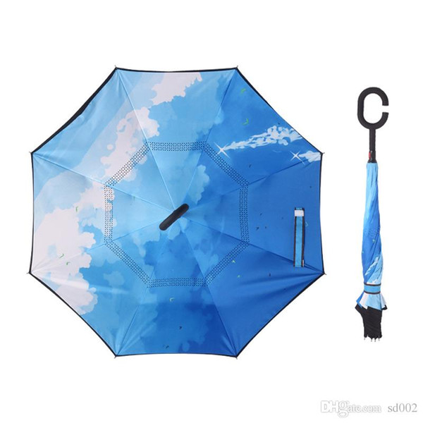 Double Deck Windproof Umbrellas Folding Inverted Umbrella Unisex Outdoor Portable Rain Gear Ultraviolet Proof Sunscreen Tools 35 kk ii