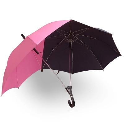 Pink and Black Two Person Umbrella Large Couples Umbrella Strong Two Head Double Size Rain Protection Gift for Lovers