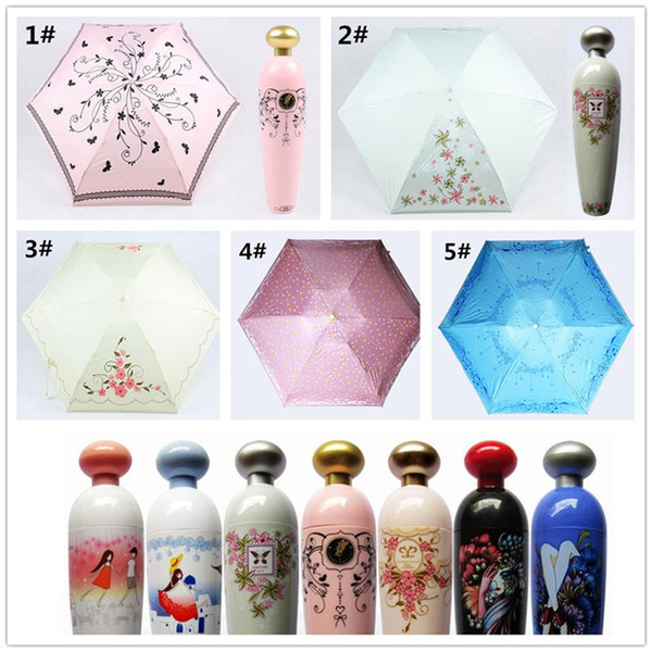 Perfume Bottle Shaped Folding Umbrella Mini Portable Sunshade Anti-UV Rain Parasol Princess Anti UV Sun Rain Umbrella G094