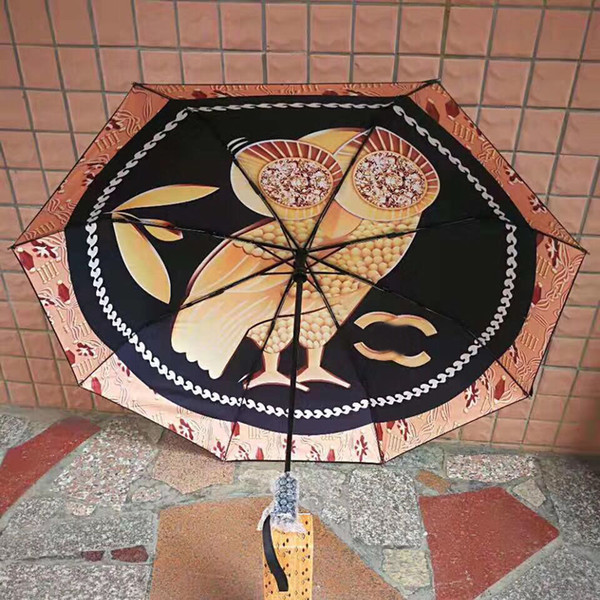 Owl Camellia Flower logo Umbrella For Women 3 Fold Luxury Umbrella with gift Box And Bag Sunshade Rain Umbrella VIP Gift