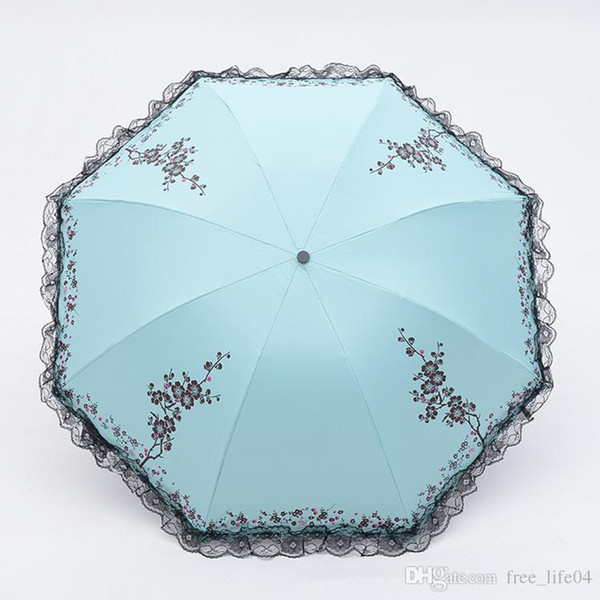 Plum Flower Blossom Parasol lace three folding umbrella brand Sunny Rain parasol lace sun umbrella rain womenII-214