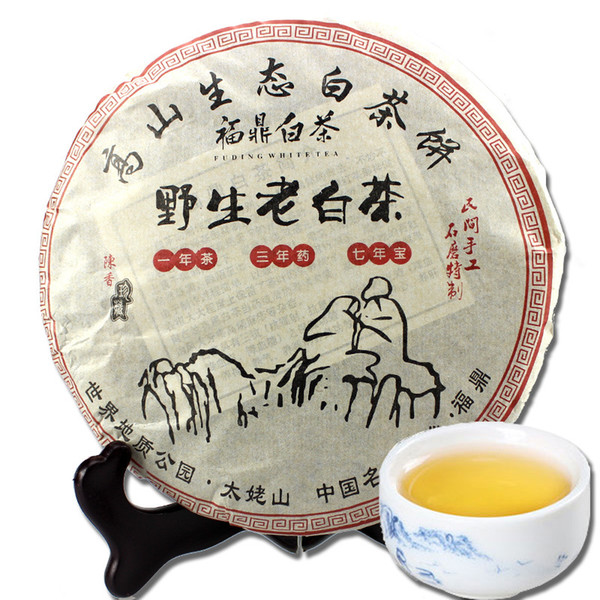 Fuding White Tea 350g high mountain old wild white tea cake Healthy green food Gongmei Shoumei Tea