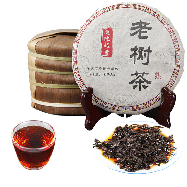 Premium Old Cooked Puer Tea Cake Chinese Yunnan Ripe Pu-erh The Older The More Fragrant 200g